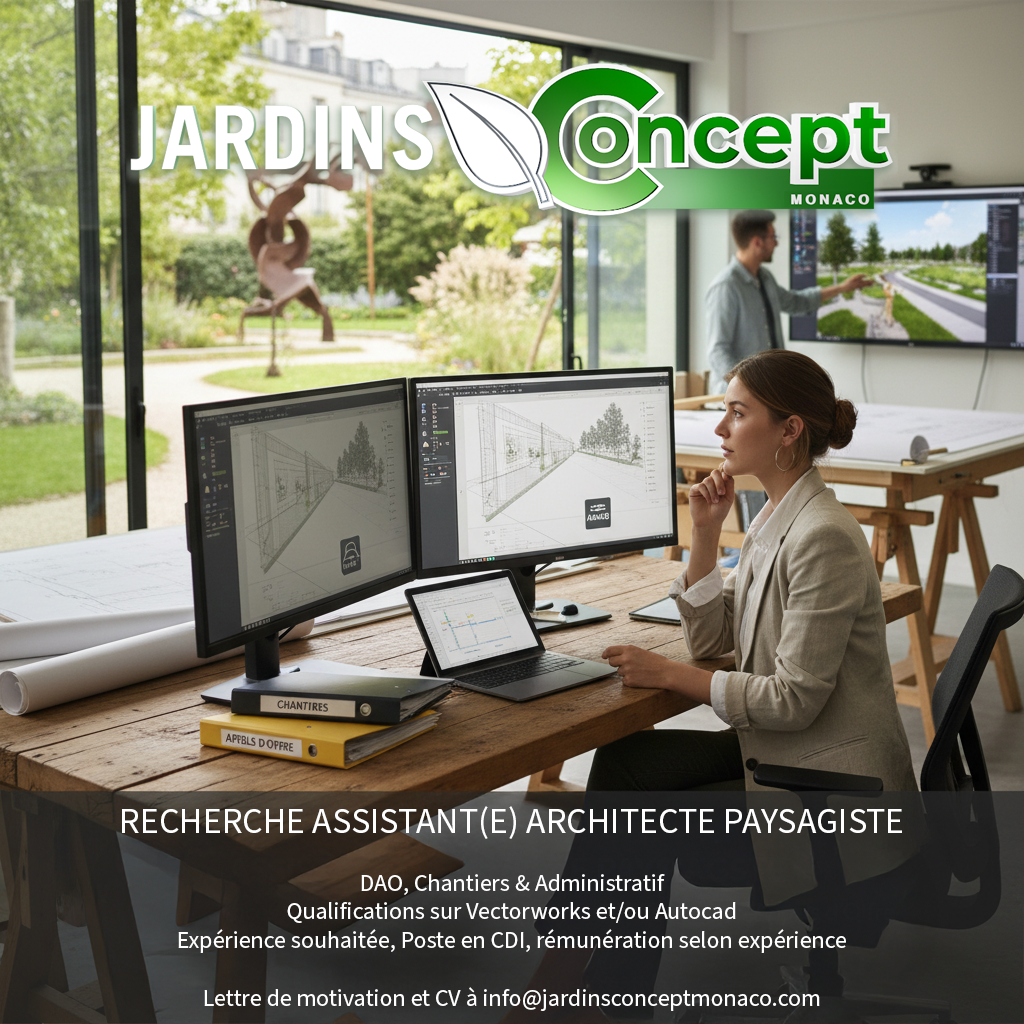 Offre d’emploi : Assistant(e) Architecte Paysagiste à Monaco